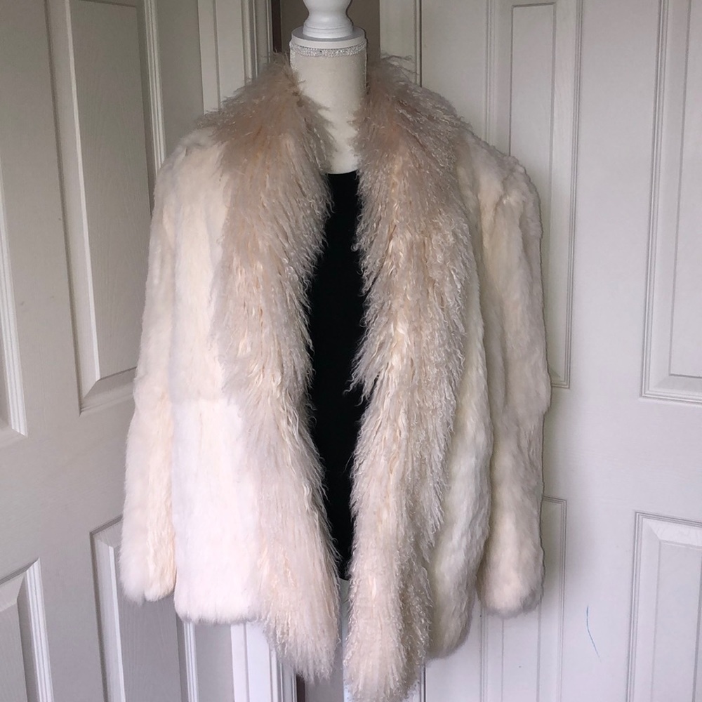 VINTAGE rabbit fur coat (see pics of damage)